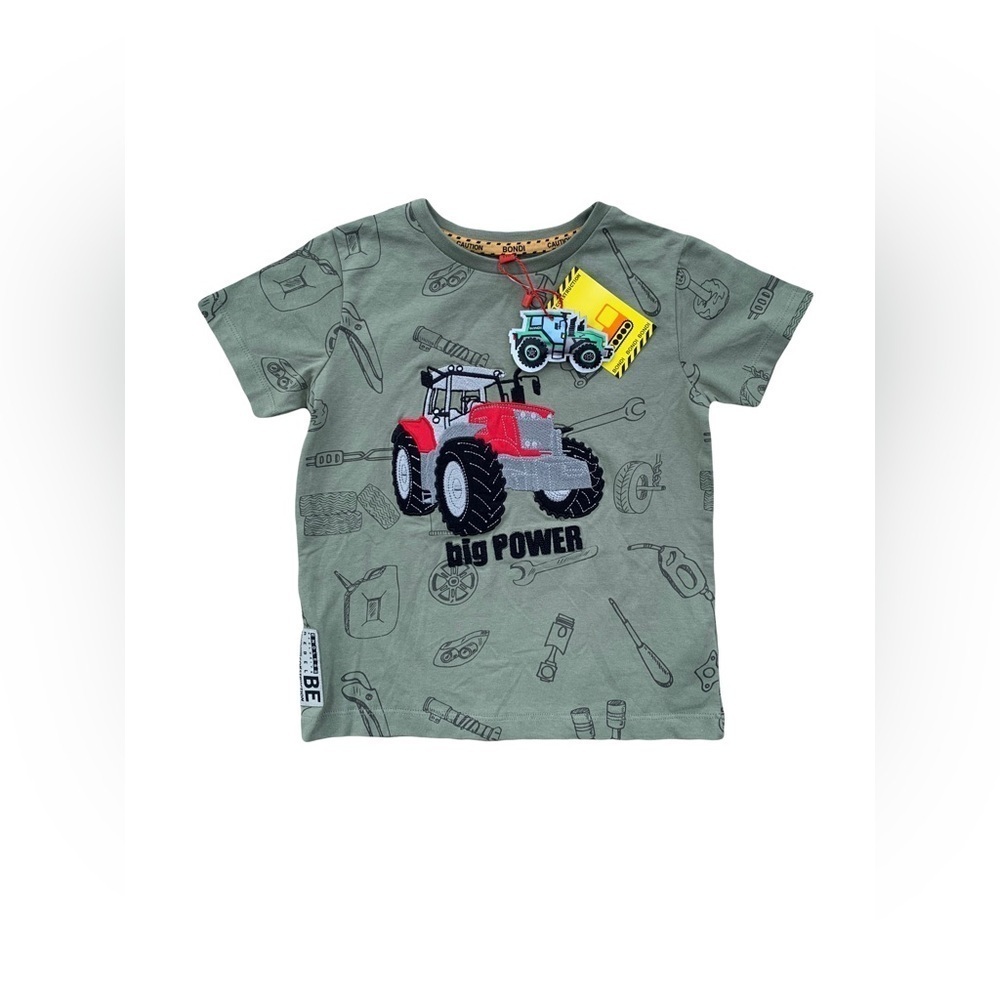 Bondi NWT Size 116, 5-6, Big Power Tractor Embroidered Tee